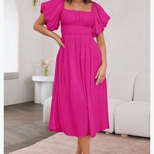 Puff sleeve dress with pockets
